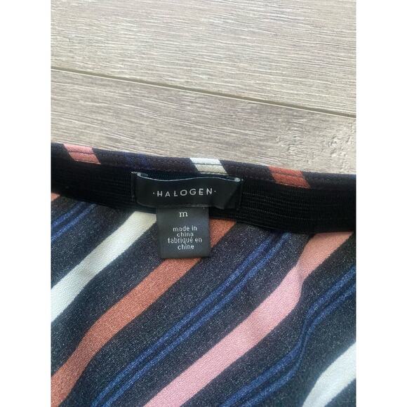 NWT Halogen Black Barbara Striped Midi Skirt Size Medium - Picture 4 of 5